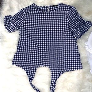 Checkered flare sleeved tee